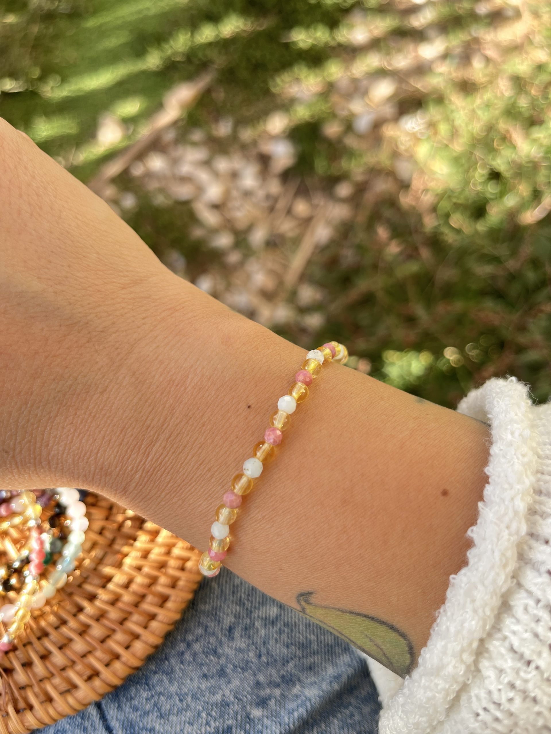 Pulsera de Aguamarina, Citrino y Rodocrosita.