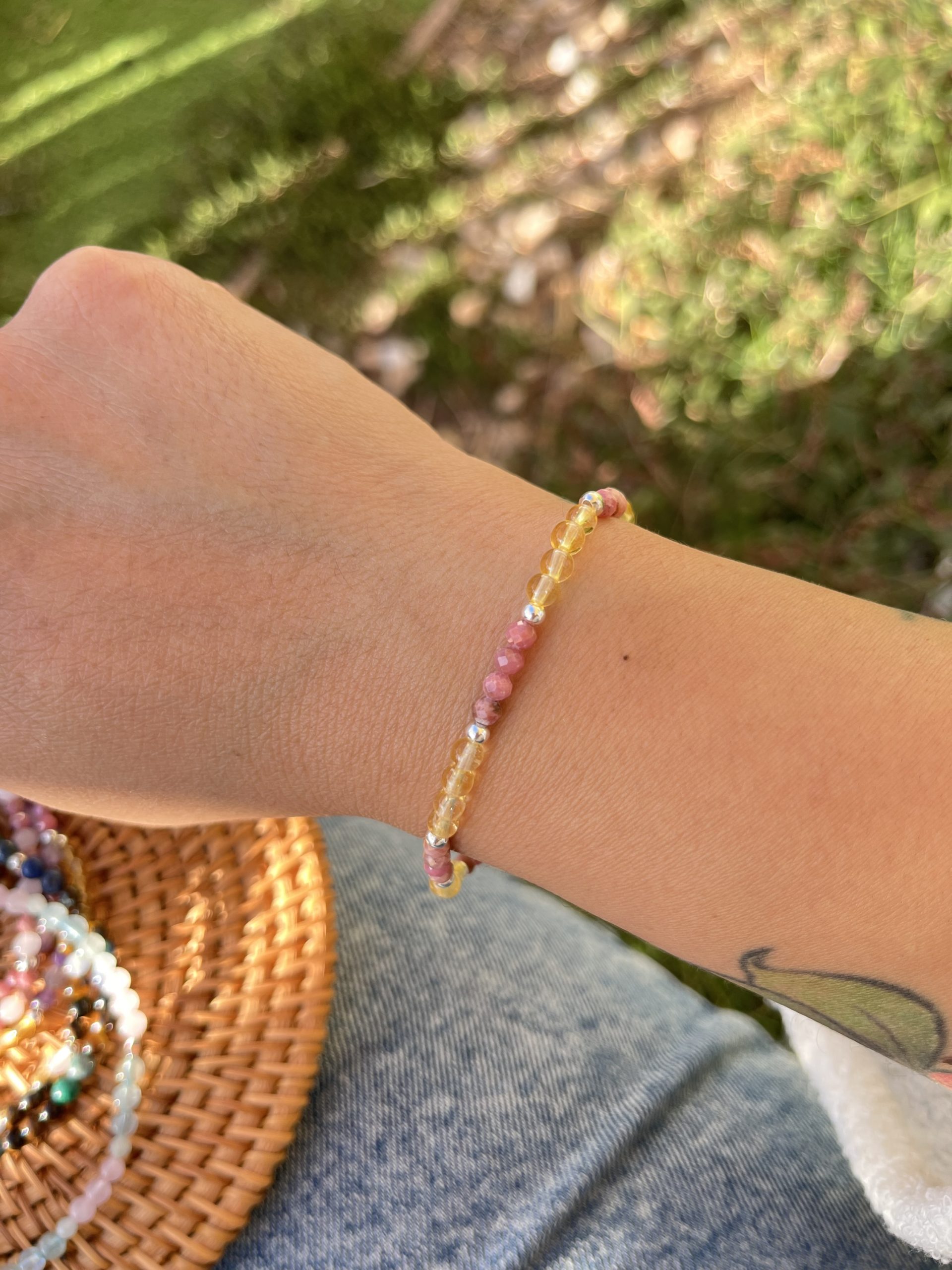 Pulsera de Citrino y Rodocrosita en Plata 925