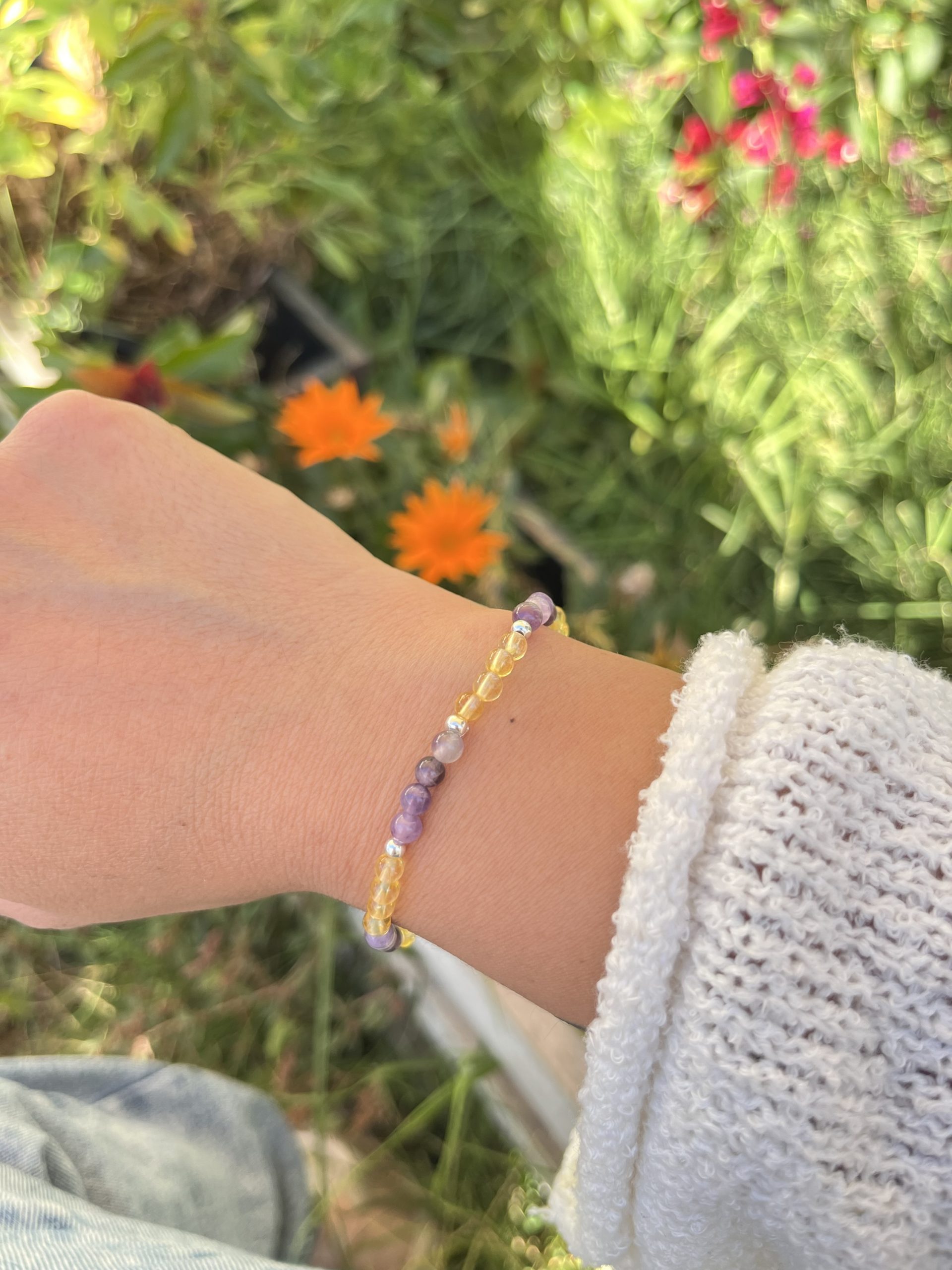 Pulsera de Citrino y Amatista en Plata 925 - Imagen 2