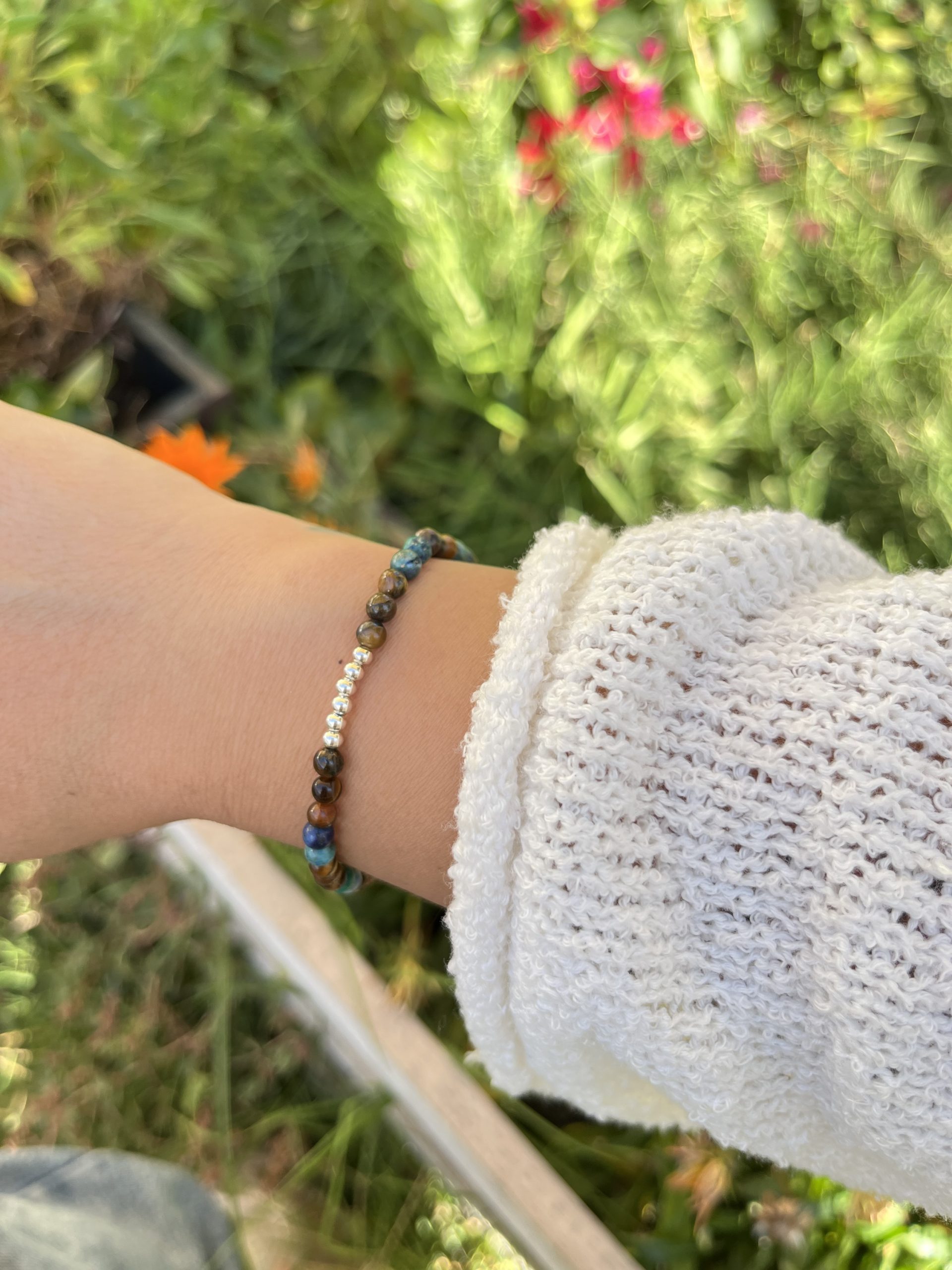 Pulsera de Ojo de Tigre y Azurita en Plata – Unisex - Imagen 3