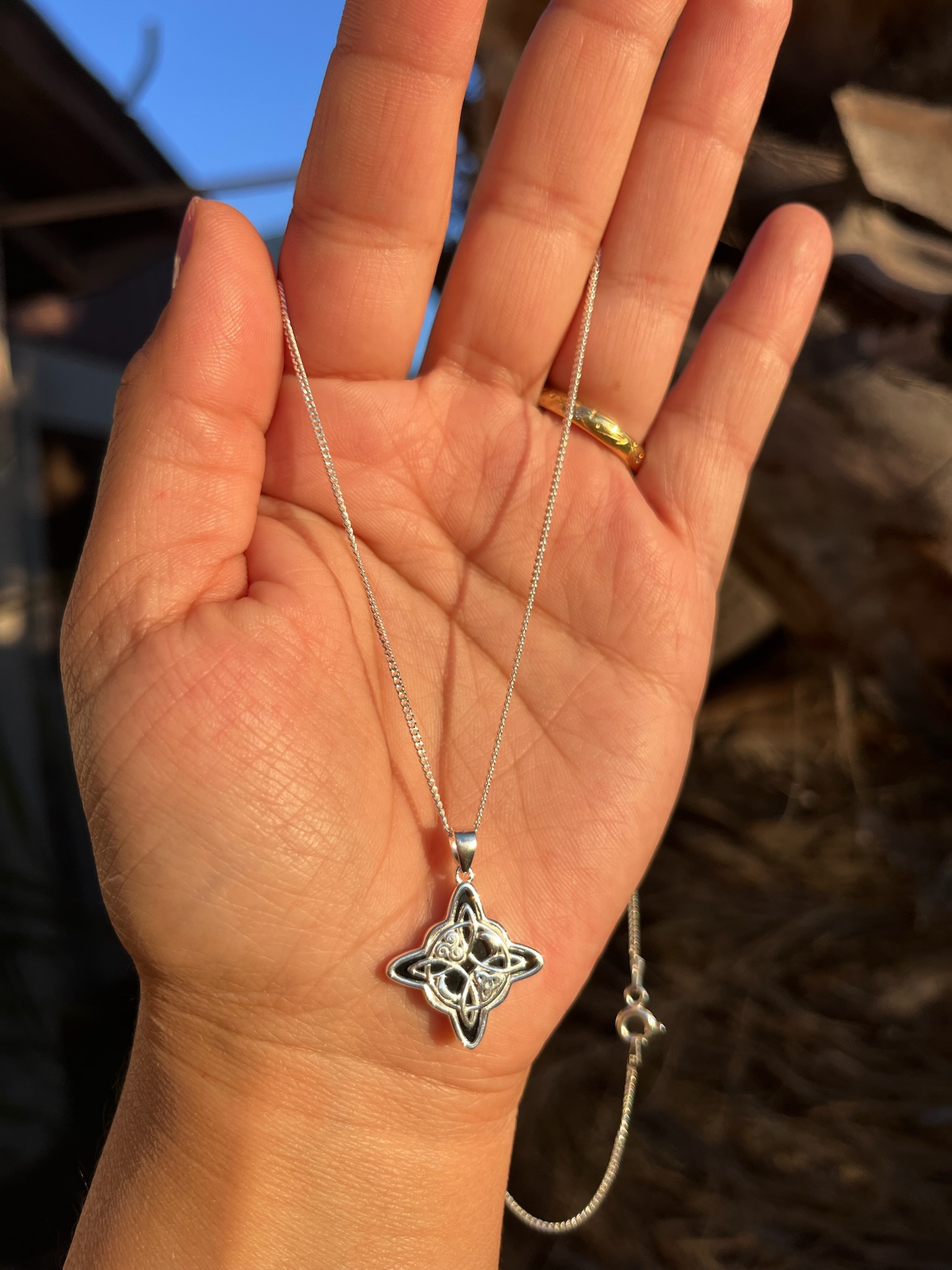 Collar Nudo de Bruja en Plata 925 Italiana con Piedra Ónix – Cadena 50 cm 🖤 - Imagen 3