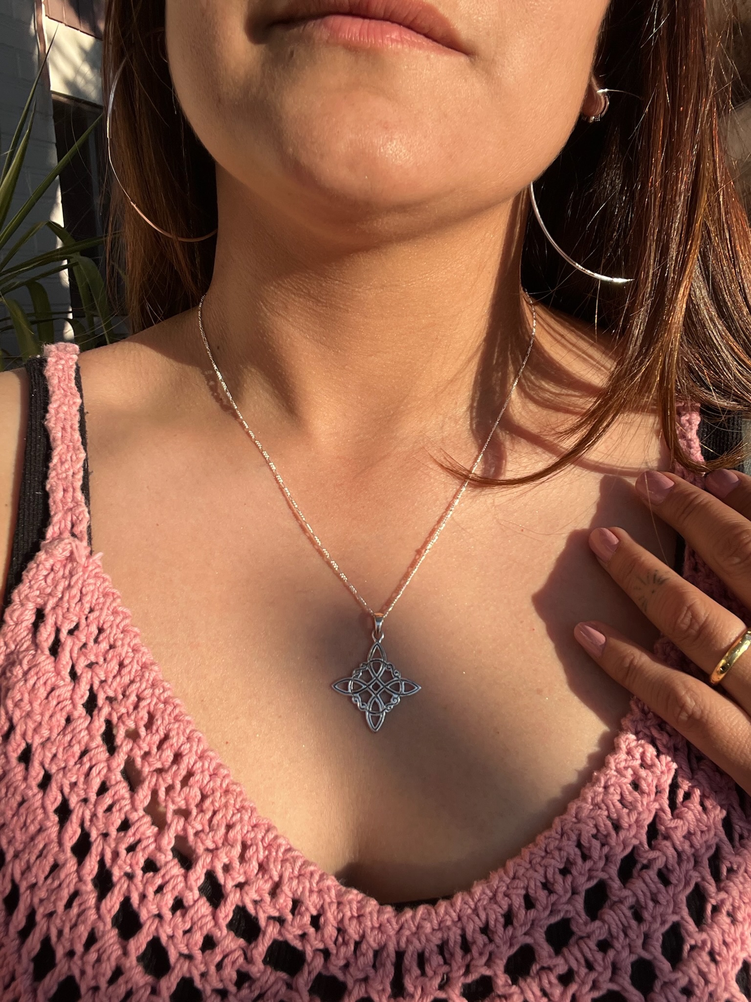 Collar de Plata 925 Italiana 50 cm – nudo de bruja - Imagen 2