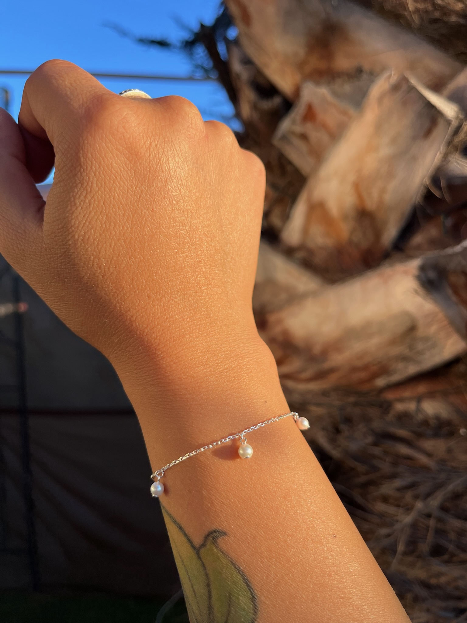 Pulsera de Plata 925 Italiana Diseño Serie Perlas Colgantes - Imagen 3