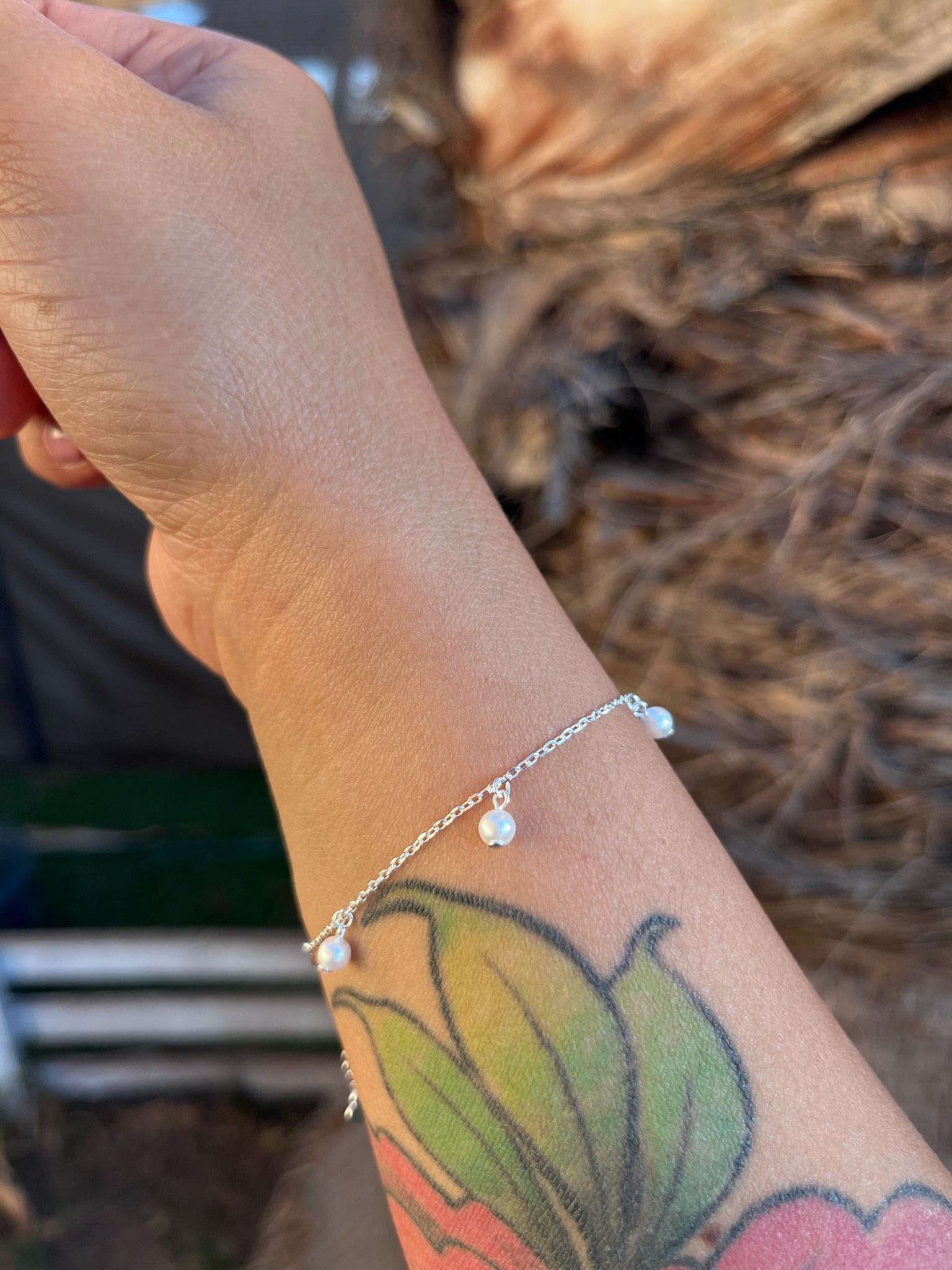 Pulsera de Plata 925 Italiana Diseño Serie Perlas Colgantes - Imagen 2