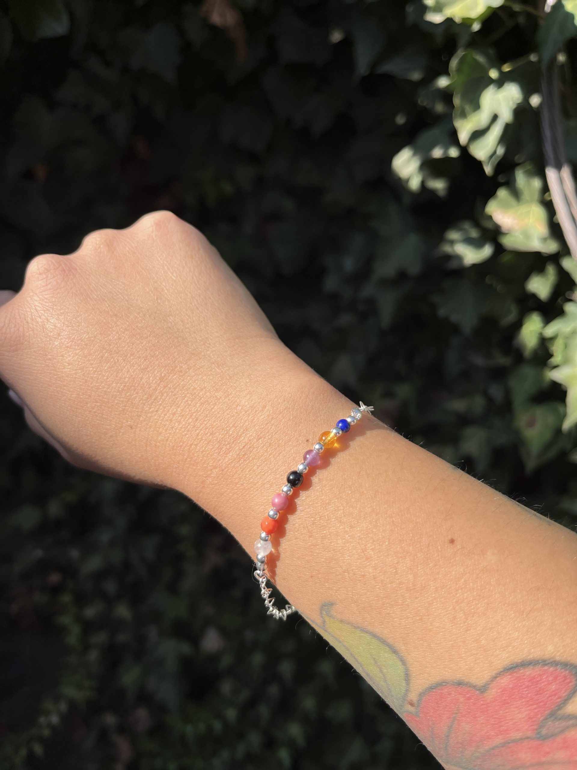 Pulsera Corazones con Piedras Naturales – Plata 925 Italiana - Imagen 2