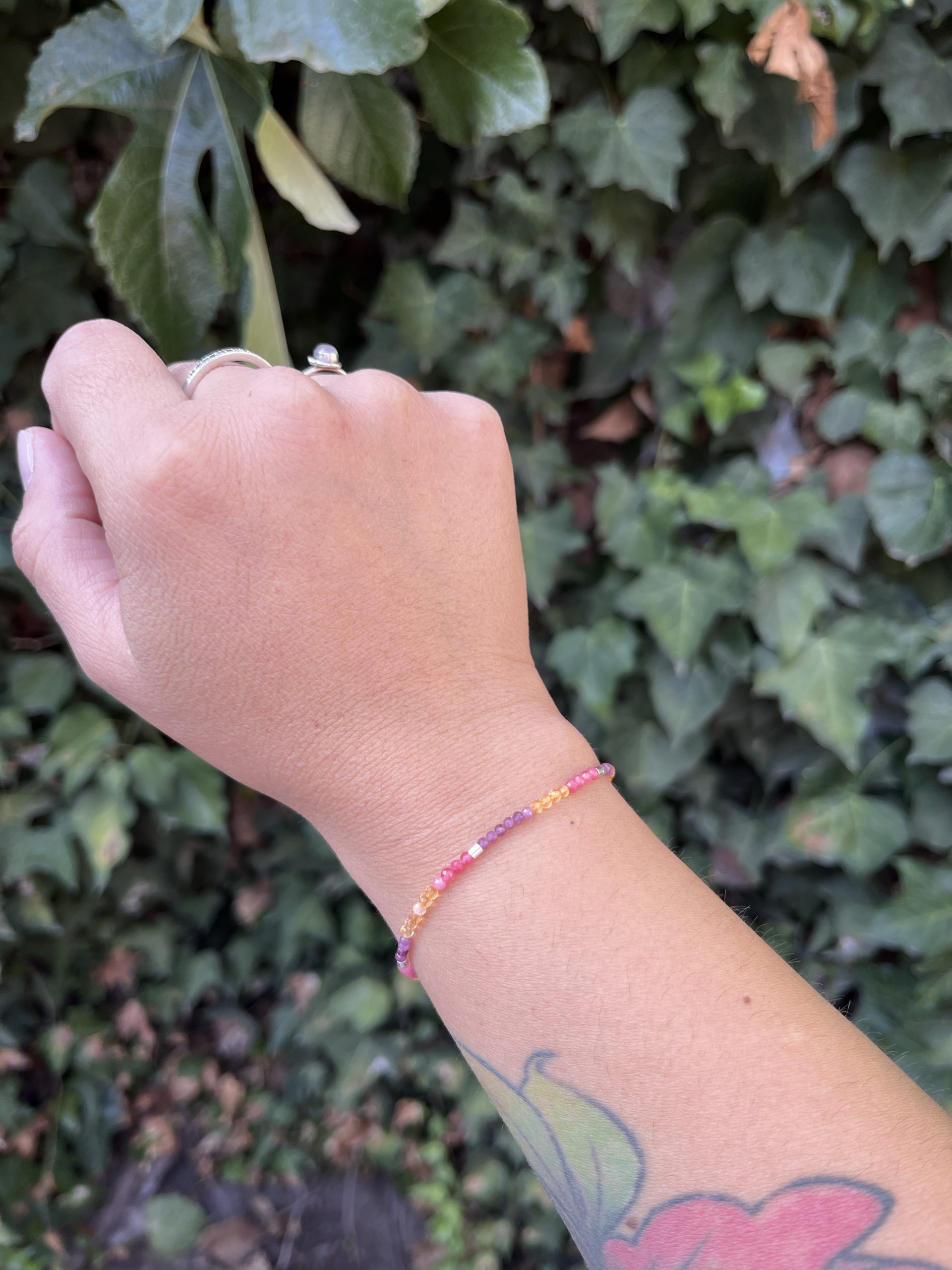 Pulsera Mini Mostacilla con Piedras Naturales – Plata 925 Italiana - Imagen 4