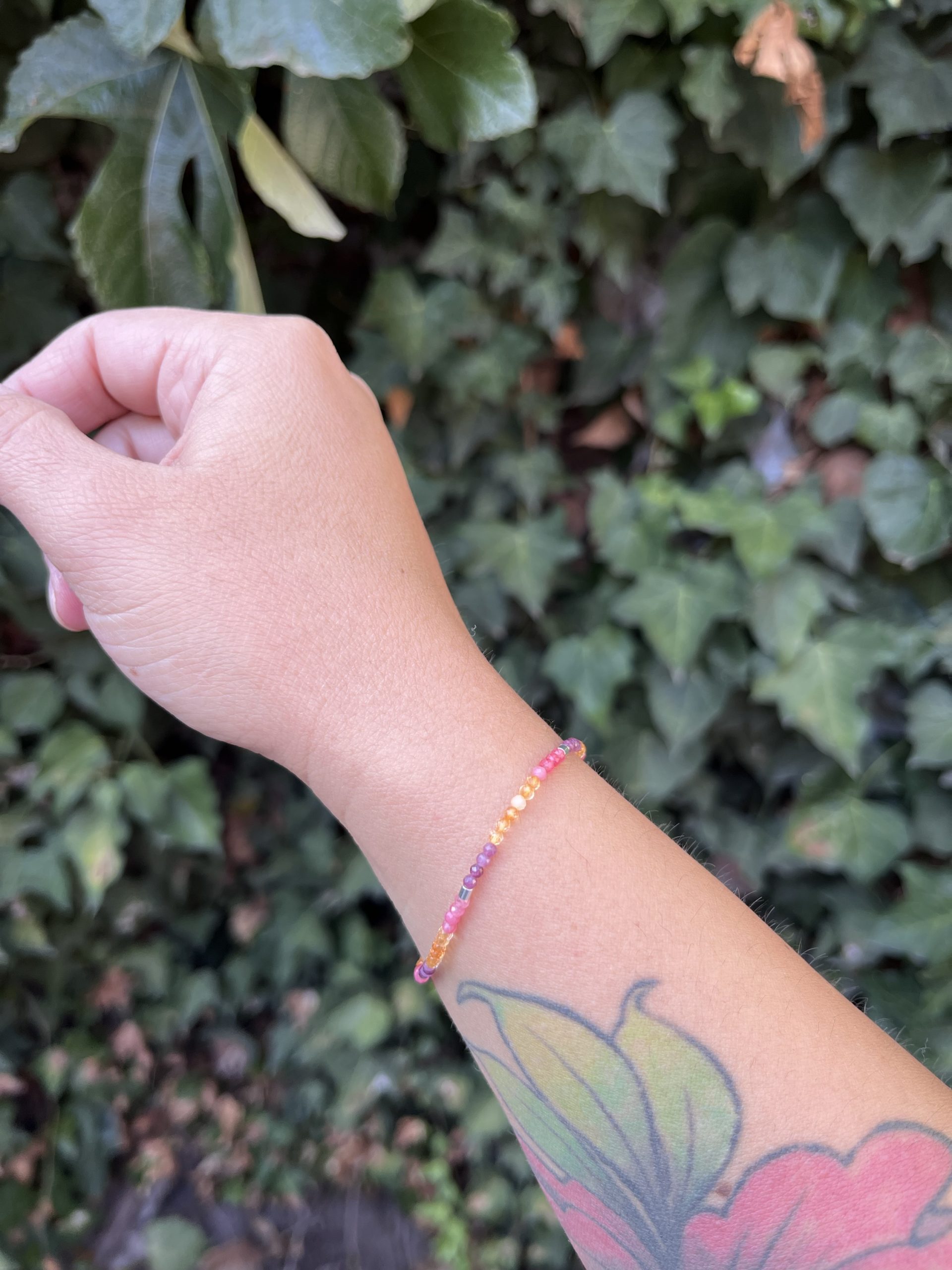 Pulsera Mini Mostacilla con Piedras Naturales – Plata 925 Italiana - Imagen 3