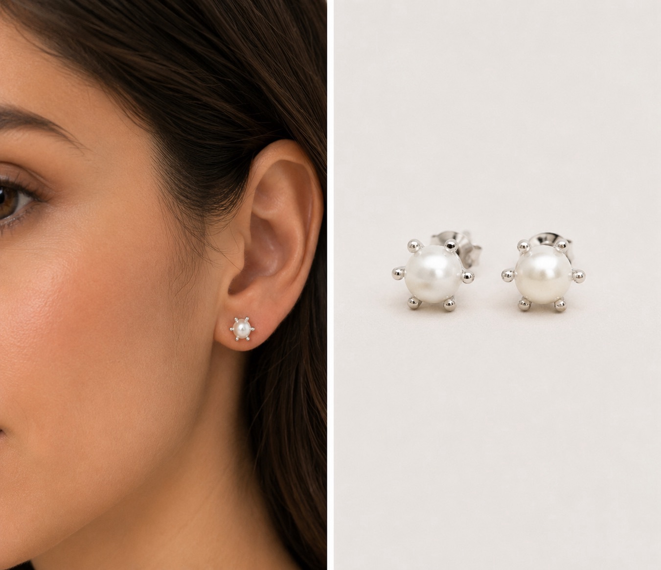 Aros Pistilo con Perla de Plata 925