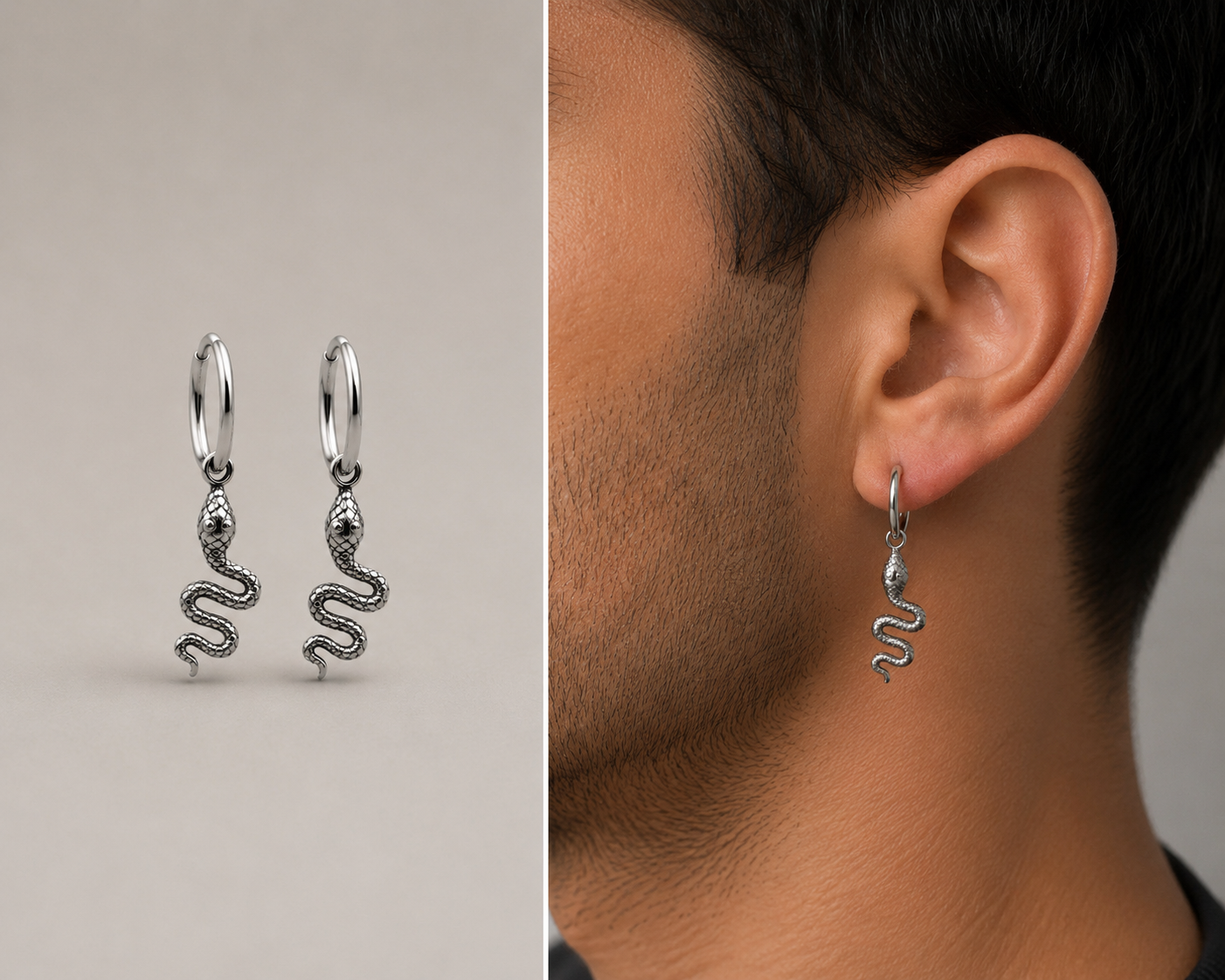 Aro Serpiente de Plata 925 – Argolla 12 mm