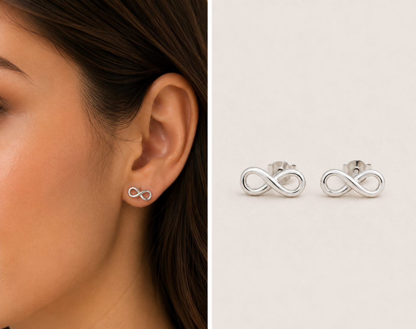 Aros Infinito de Plata 925 con Tornillo