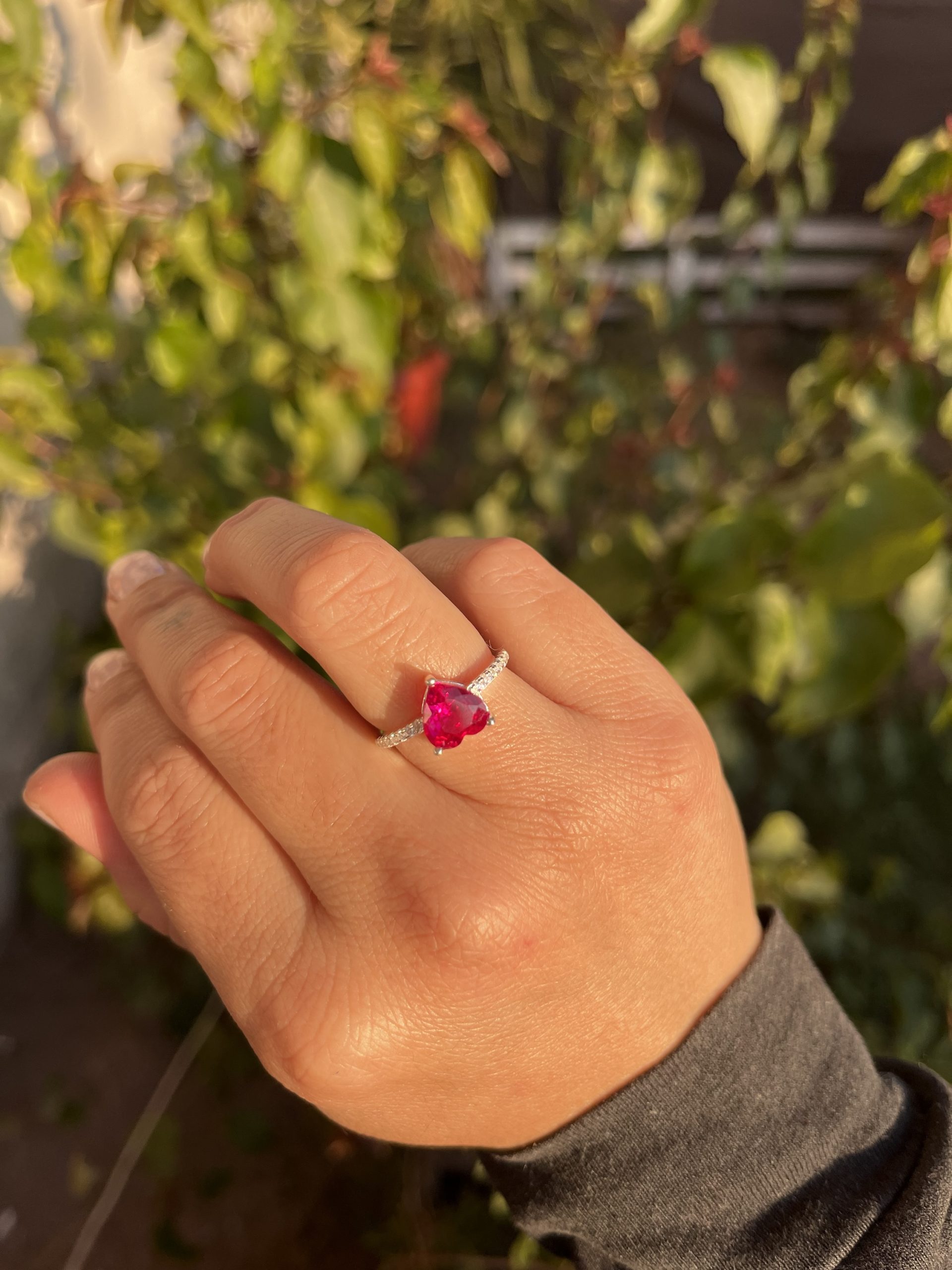 Anillo Corazón Rubí de Plata 925 ❤️ - Imagen 2