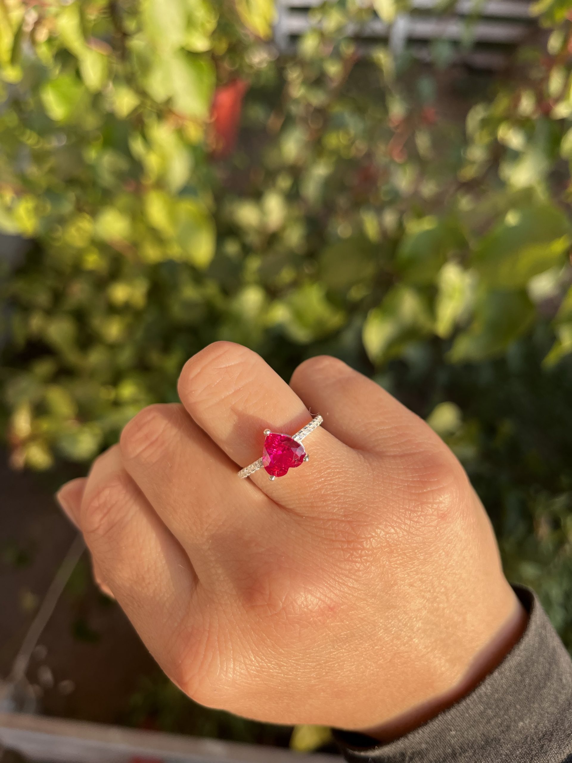 Anillo Corazón Rubí de Plata 925 ❤️ - Imagen 3